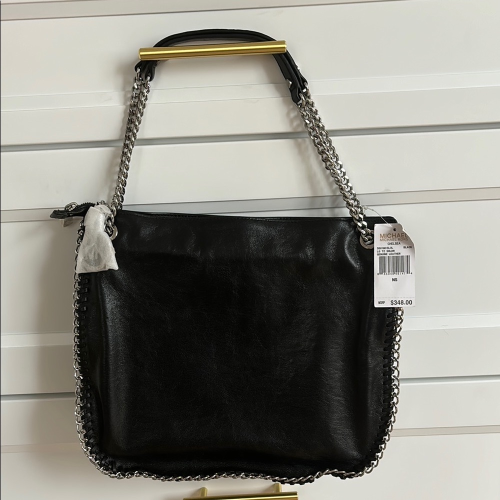 Michael Kors Black Leather Chain Shoulder Bag